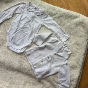 Jacadi Paris white sweater and onesie 6-12mo